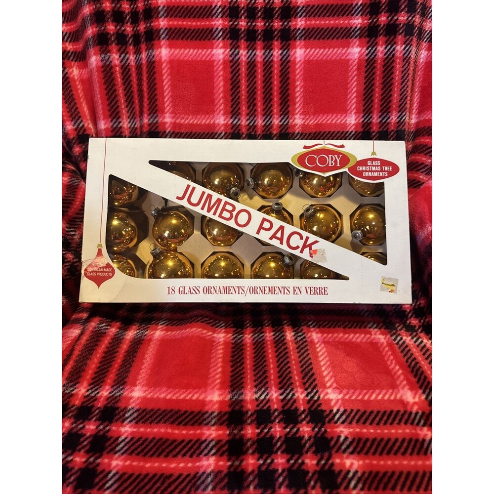 Vintage Coby Glass Christmas Ornaments Balls Jumbo Pack 18 Glass Ornaments Gold